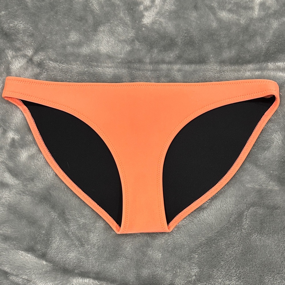 Triangl Swimwear Orange and Black Bikini Bottom, Medium
